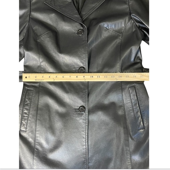 Gerard Vintage Italian Leather, Buttons/Belted Trench Coat. Black WM size 46. - Picture 5 of 10